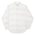 REPLAY Mens White & Red Printed Shirt L Cotton Blend Casual Long Sleeve