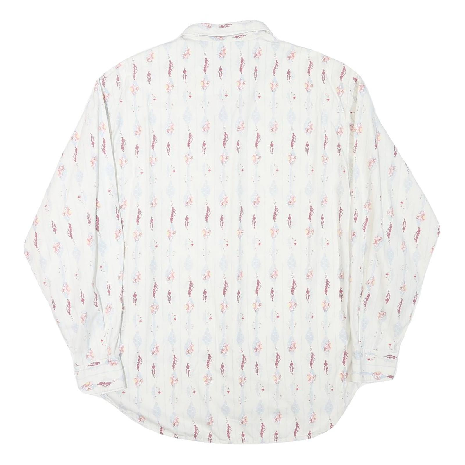 REPLAY Mens White & Red Printed Shirt L Cotton Blend Casual Long Sleeve