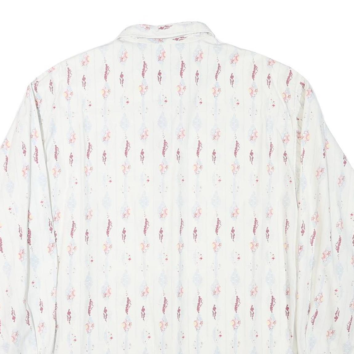 REPLAY Mens White & Red Printed Shirt L Cotton Blend Casual Long Sleeve