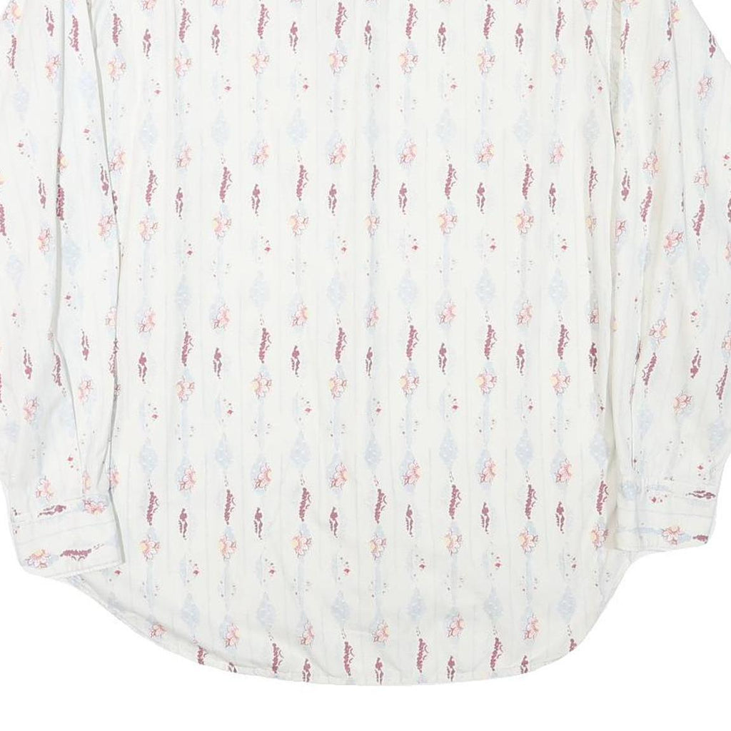 REPLAY Mens White & Red Printed Shirt L Cotton Blend Casual Long Sleeve