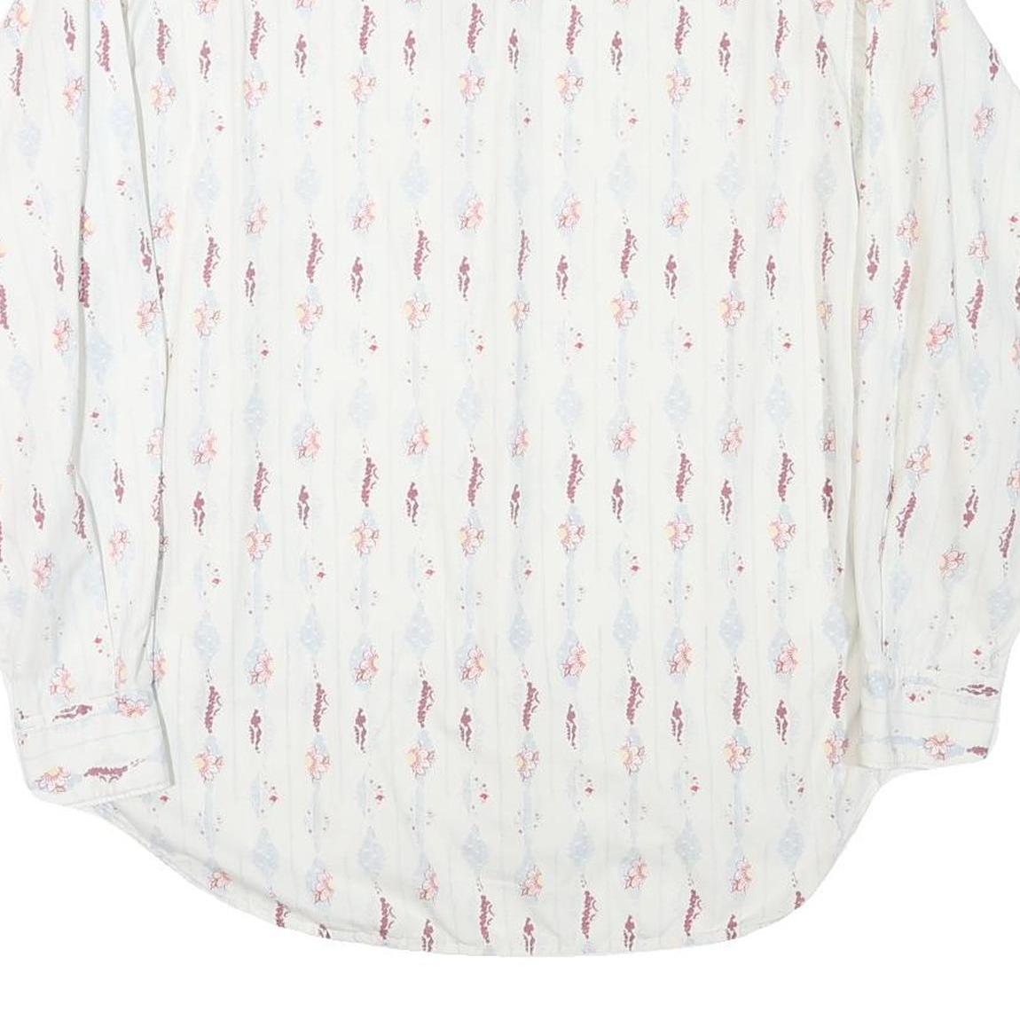 REPLAY Mens White & Red Printed Shirt L Cotton Blend Casual Long Sleeve