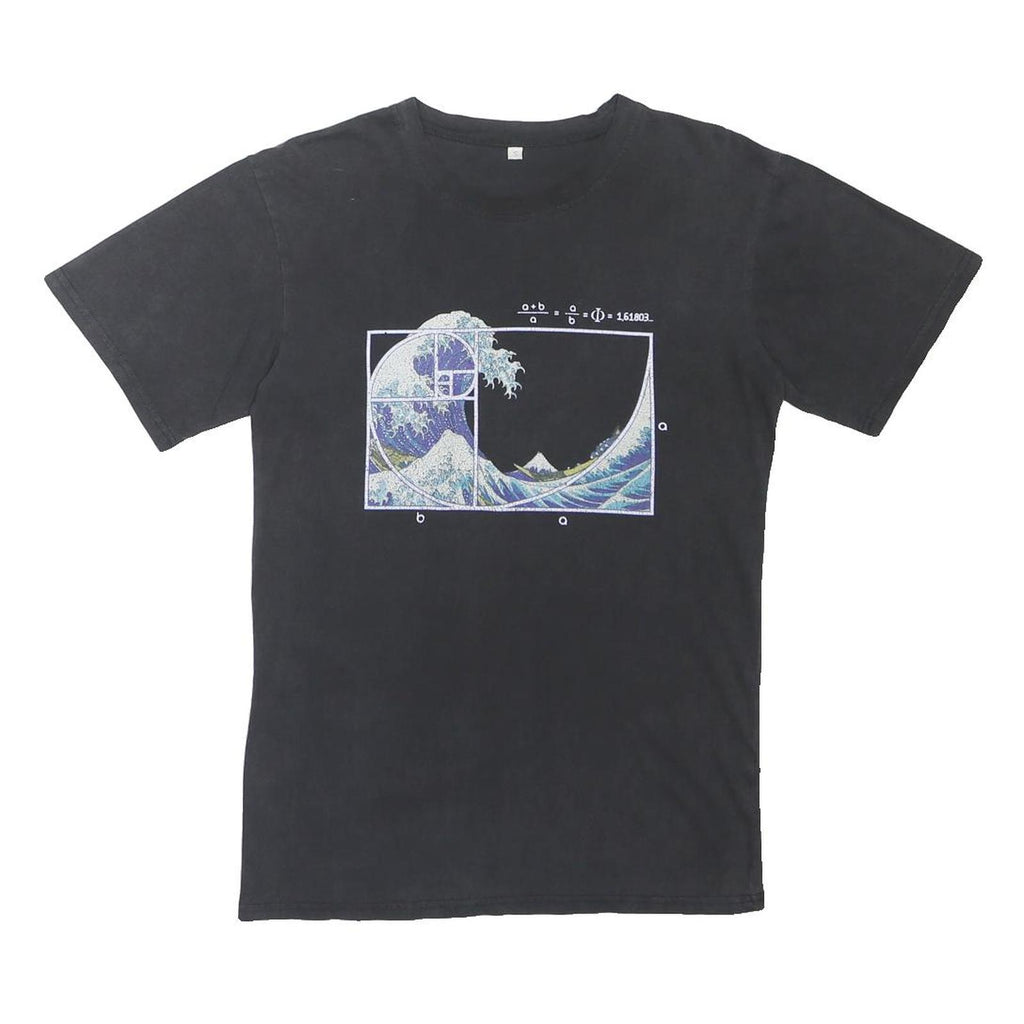 Mens Black Cotton Graphic T-Shirt S Short Sleeve Crew Neck Science Art