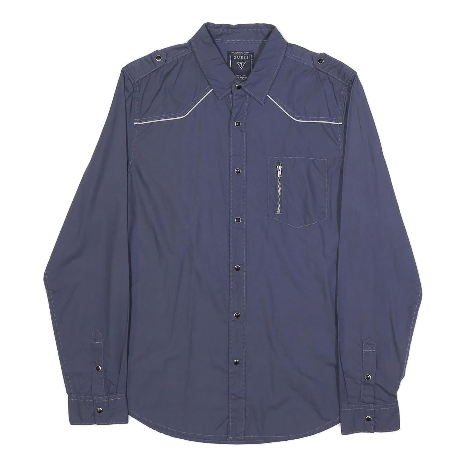 GUESS Mens Blue Cotton Shirt M Casual Long Sleeve Button Shirt