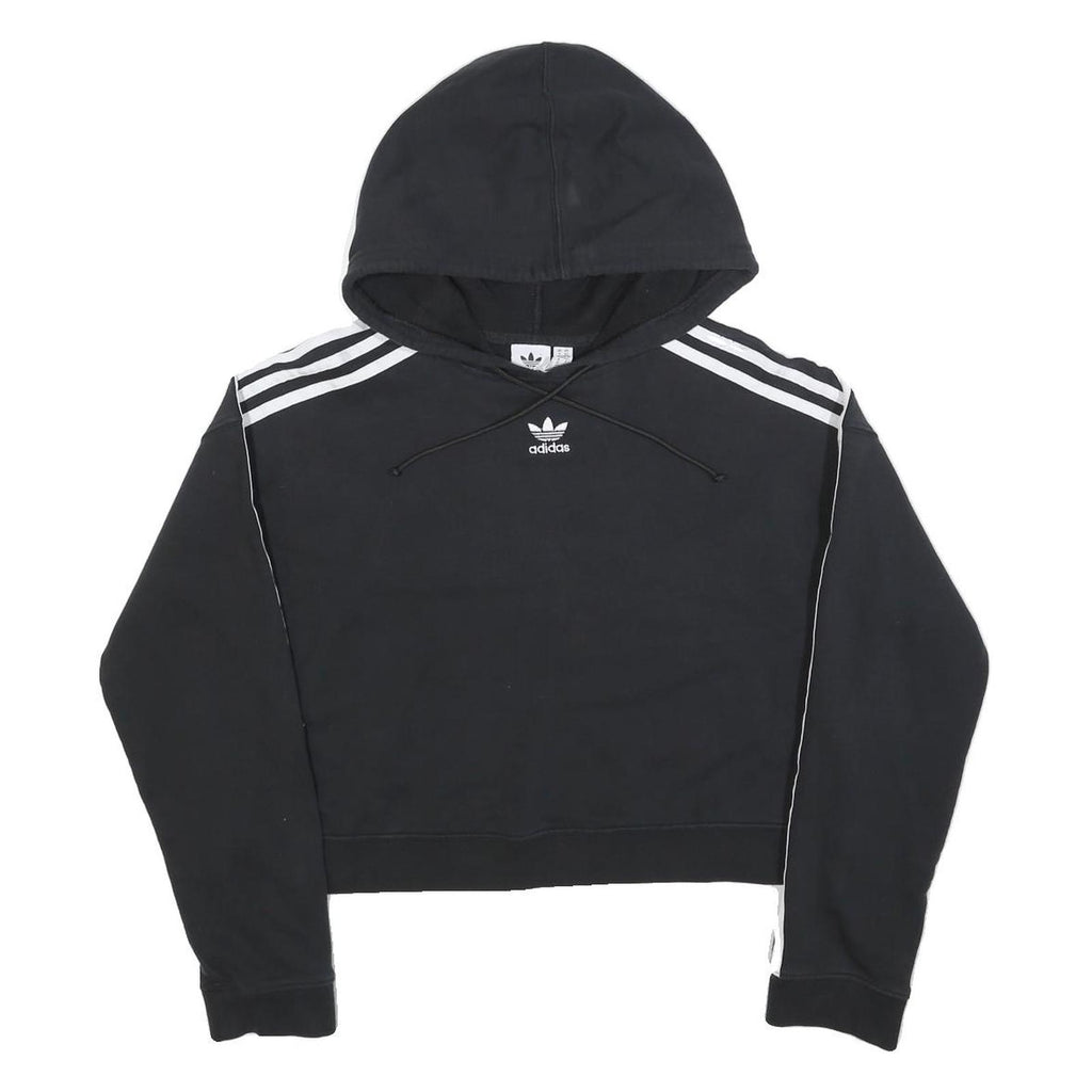ADIDAS Womens Black Pullover Hoodie UK 6 Cotton Blend Cropped Top