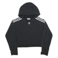 ADIDAS Womens Black Pullover Hoodie UK 6 Cotton Blend Cropped Top