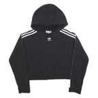 ADIDAS Womens Black Pullover Hoodie UK 6 Cotton Blend Cropped Top