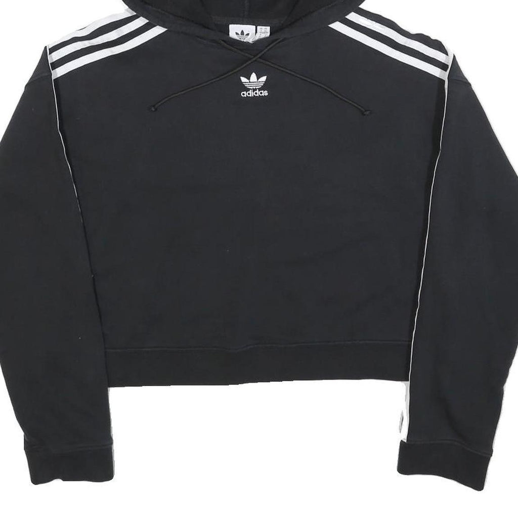 ADIDAS Womens Black Pullover Hoodie UK 6 Cotton Blend Cropped Top