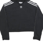 ADIDAS Womens Black Pullover Hoodie UK 6 Cotton Blend Cropped Top