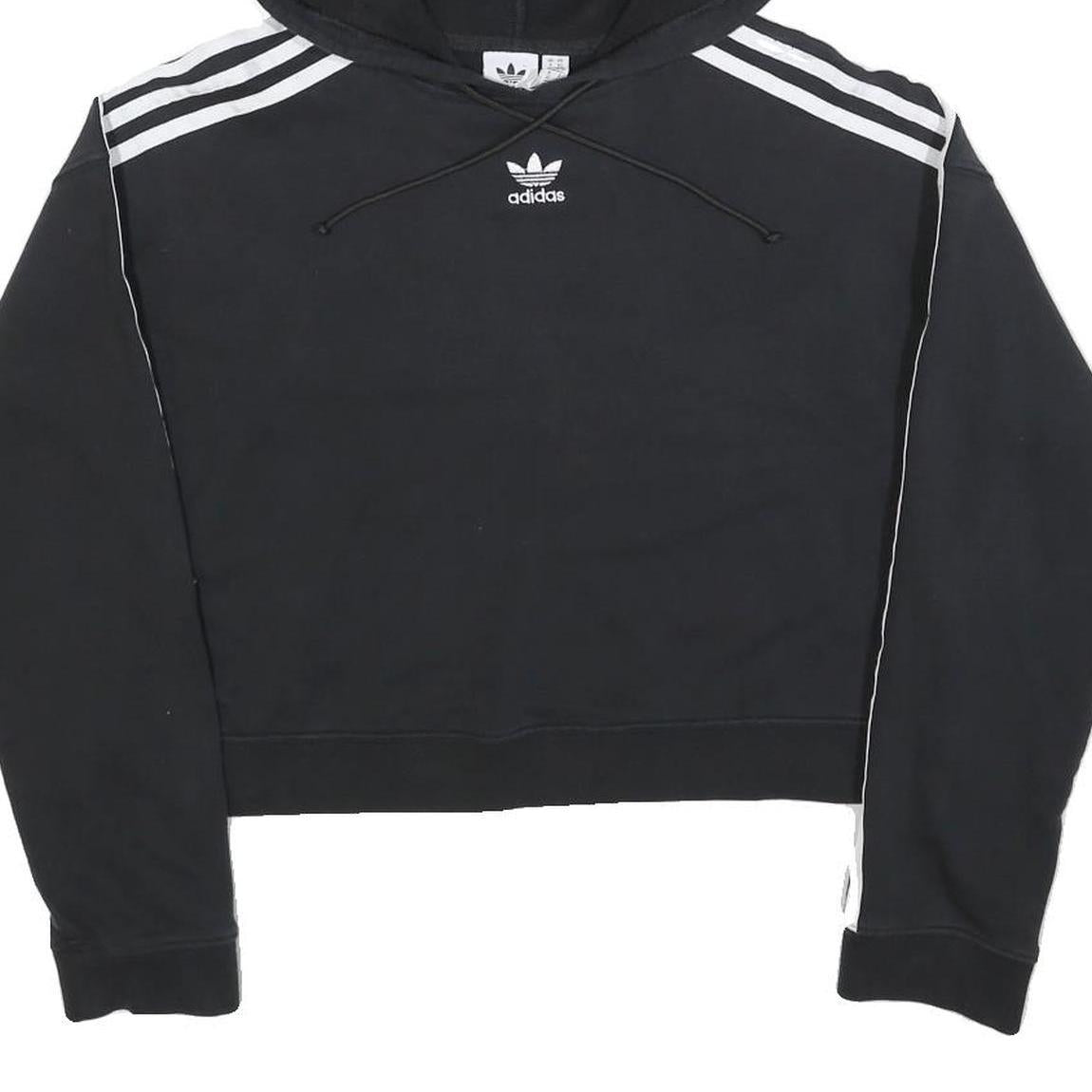ADIDAS Womens Black Pullover Hoodie UK 6 Cotton Blend Cropped Top