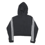 ADIDAS Womens Black Pullover Hoodie UK 6 Cotton Blend Cropped Top