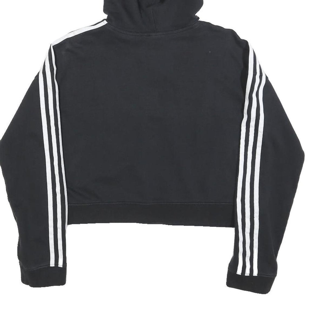 ADIDAS Womens Black Pullover Hoodie UK 6 Cotton Blend Cropped Top