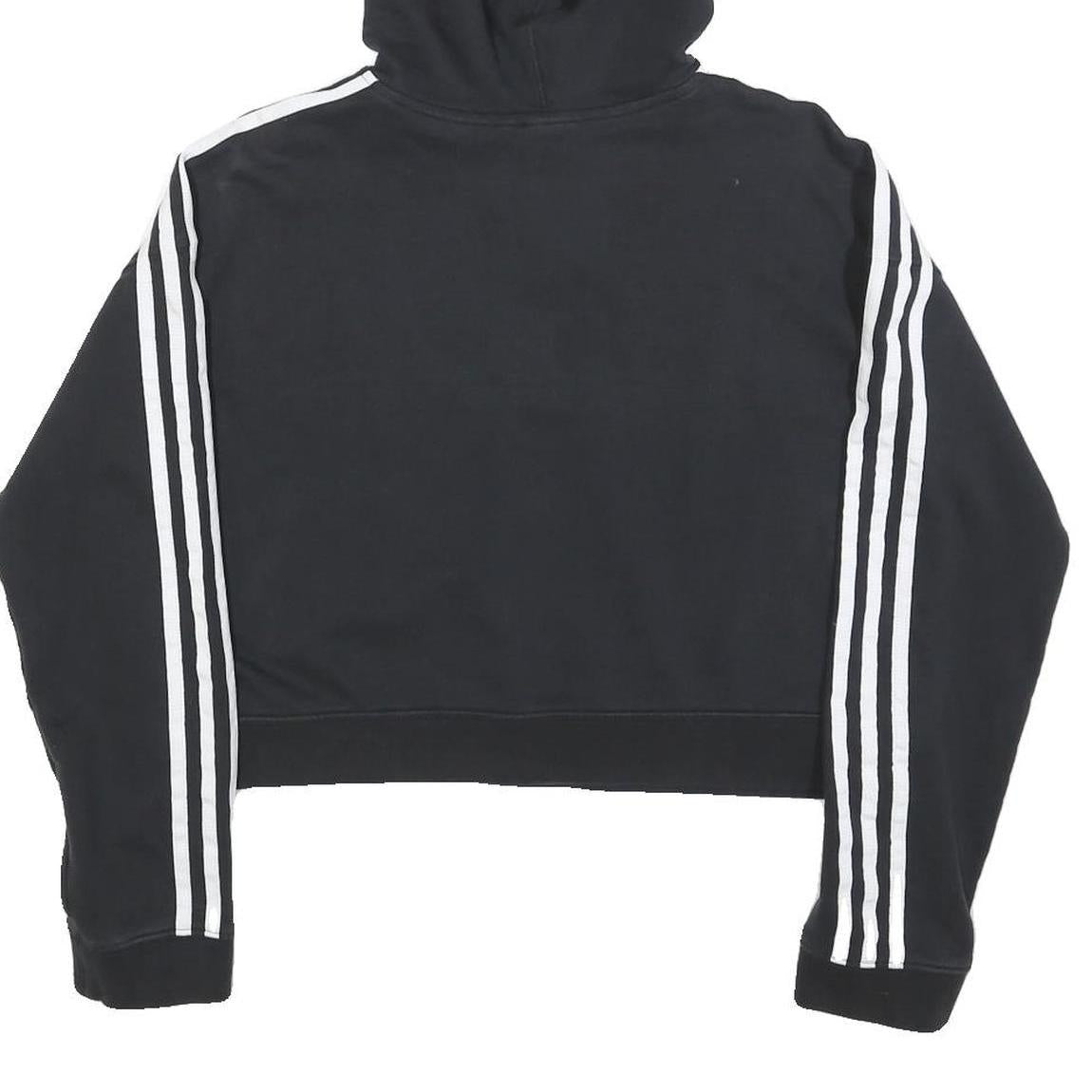 ADIDAS Womens Black Pullover Hoodie UK 6 Cotton Blend Cropped Top