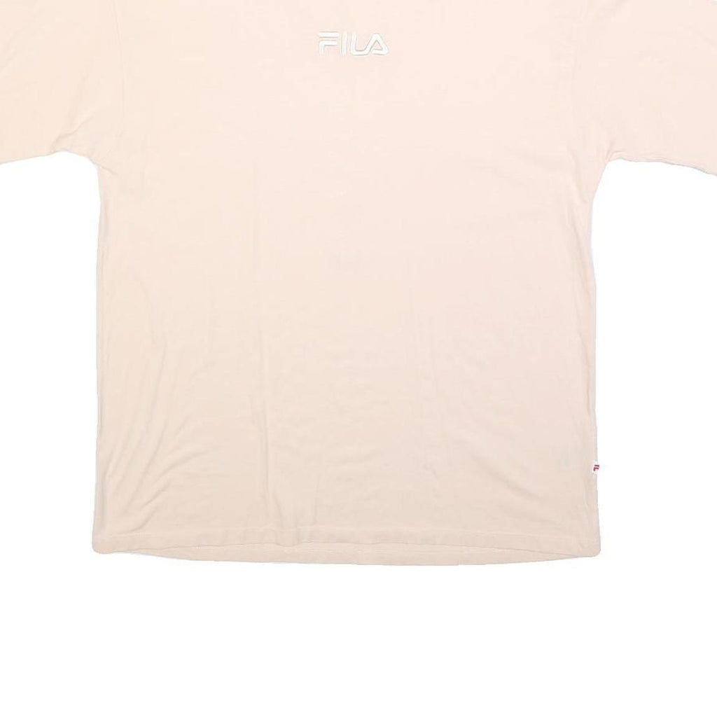 FILA Womens Cream L Classic Short Sleeve Crew Neck Cotton Blend T-Shirt