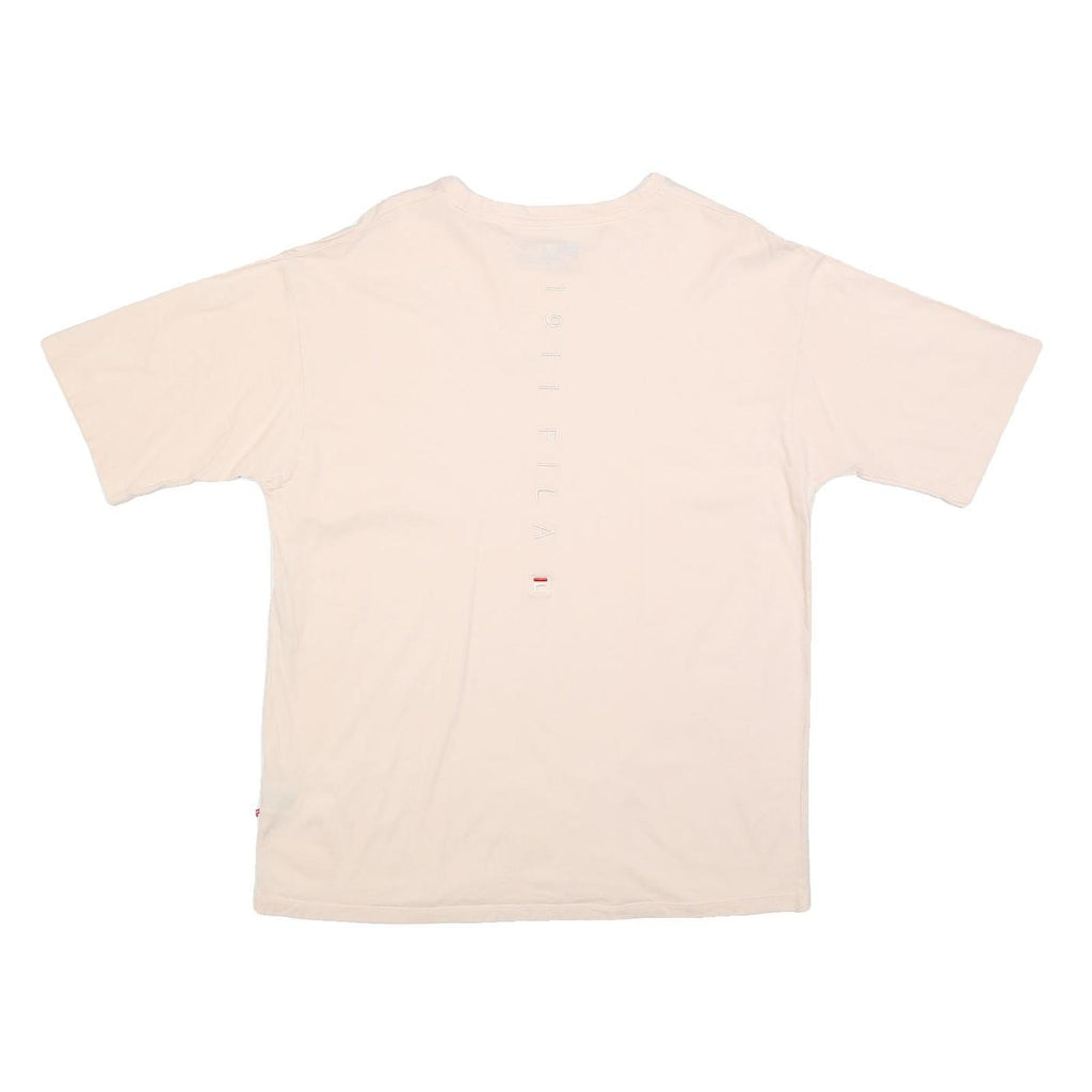 FILA Womens Cream L Classic Short Sleeve Crew Neck Cotton Blend T-Shirt