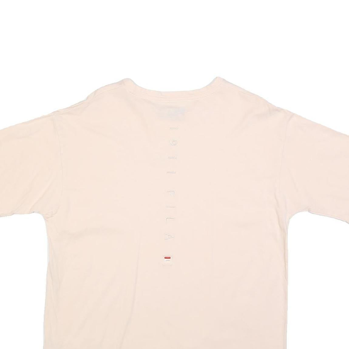 FILA Womens Cream L Classic Short Sleeve Crew Neck Cotton Blend T-Shirt