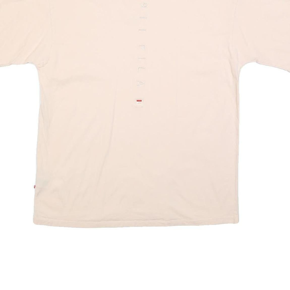 FILA Womens Cream L Classic Short Sleeve Crew Neck Cotton Blend T-Shirt