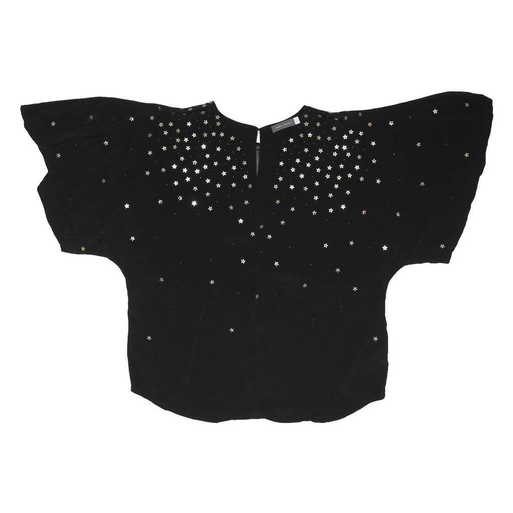 MINT VELVET Womens Black Star Print Basic Short Sleeve Crew Neck Top L