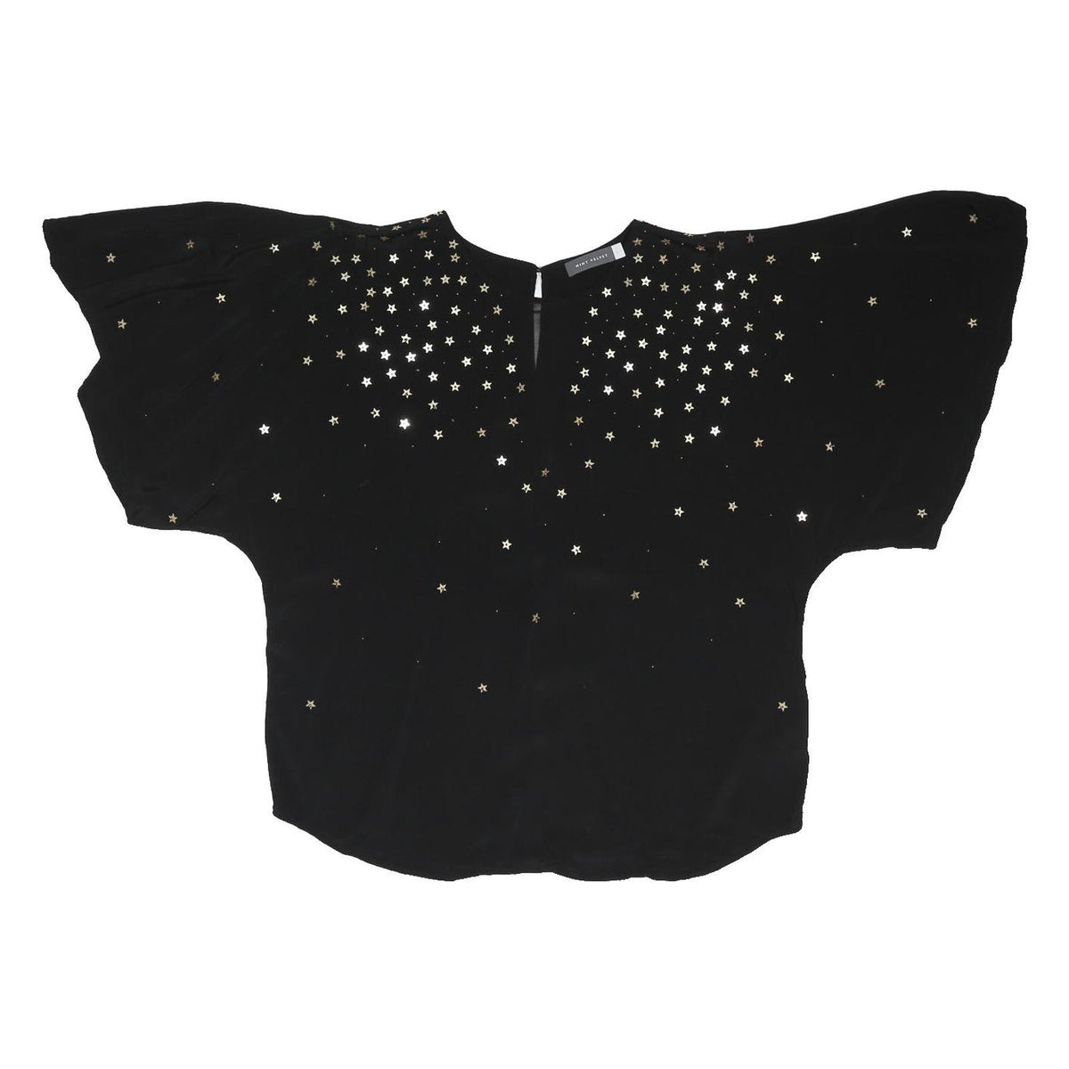 MINT VELVET Womens Black Star Print Basic Short Sleeve Crew Neck Top L