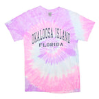 GILDAN Womens Pink & Purple Tie Dye Okaloosa Island Florida T-Shirt M Short