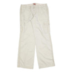 NO BOUNDARIES Womens Cotton Blend Cream Relaxed Wide-Leg Trousers W34 L32 Cargo