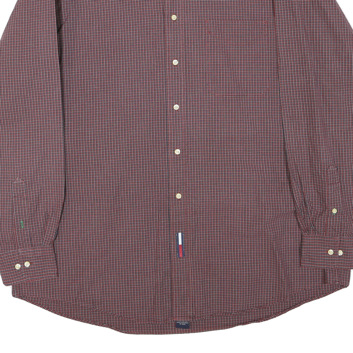 TOMMY HILFIGER Mens Red & Blue Checked Shirt XL Classic Button Down Cotton Blend