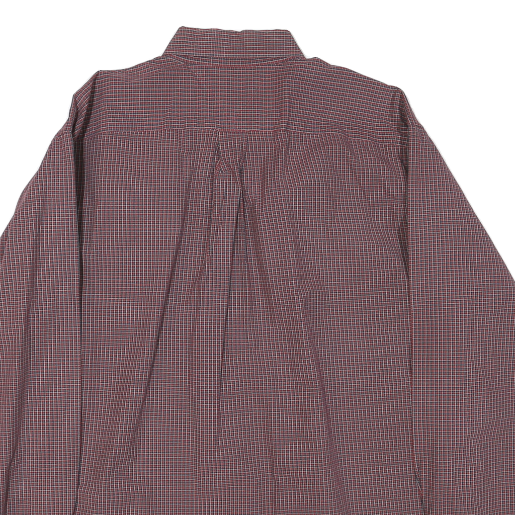 TOMMY HILFIGER Mens Red & Blue Checked Shirt XL Classic Button Down Cotton Blend