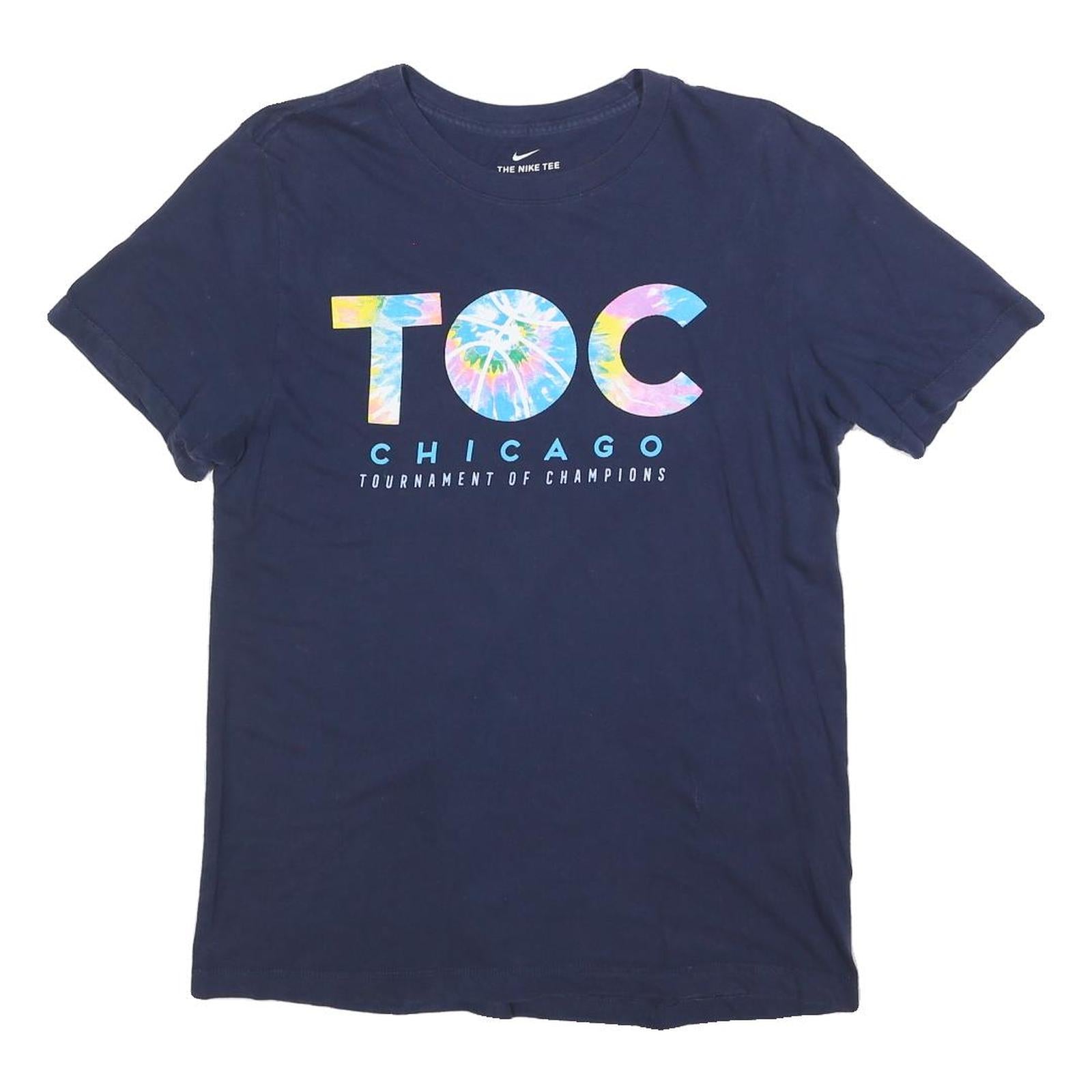 NIKE Mens Navy Blue Tournament Of Champions TOC Graphic T-Shirt S Short Sleeve