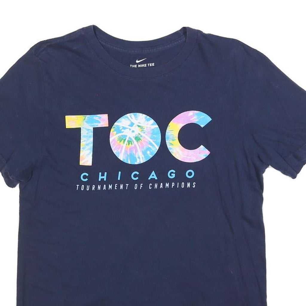 NIKE Mens Navy Blue Tournament Of Champions TOC Graphic T-Shirt S Short Sleeve