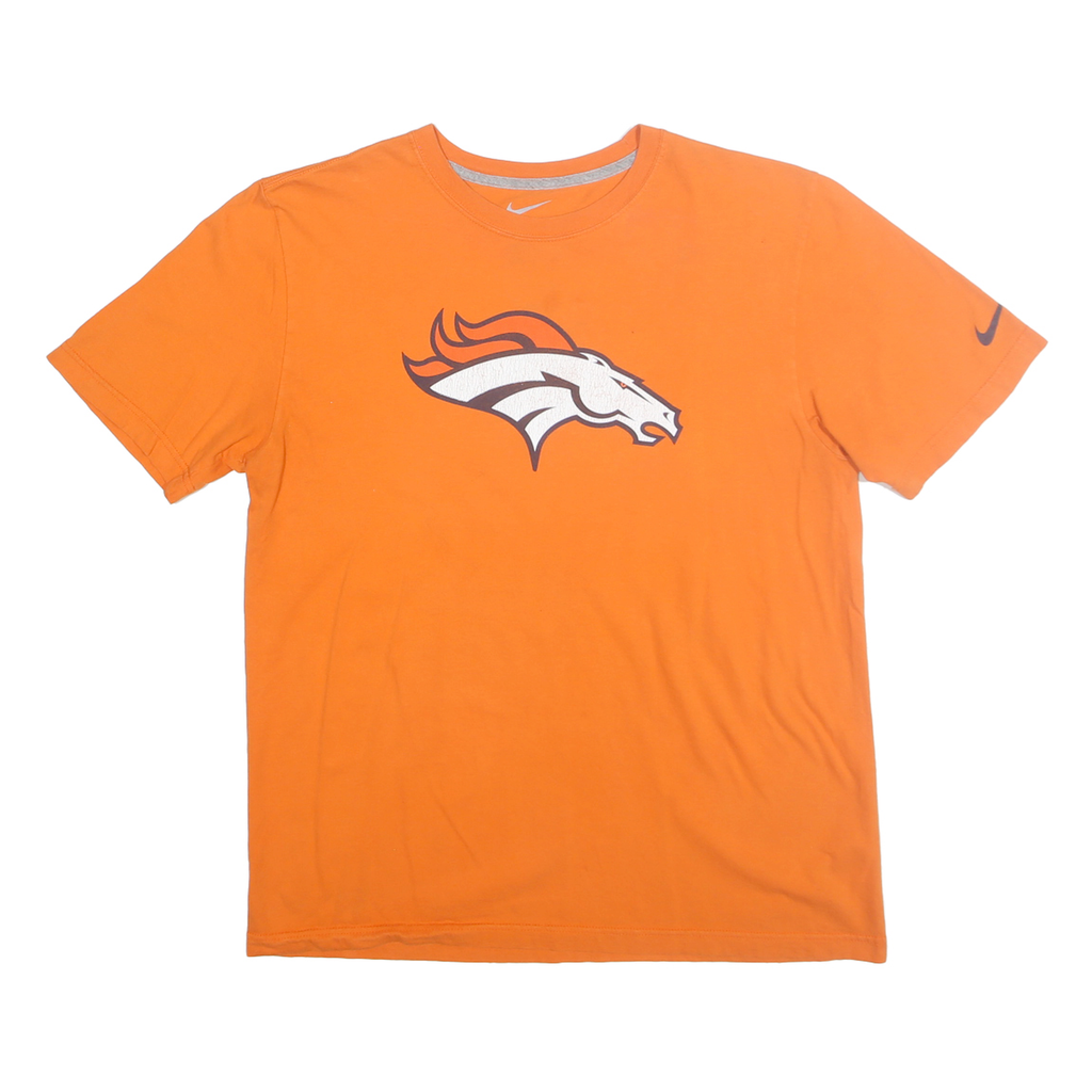 NIKE Mens Orange Denver Broncos Graphic T-Shirt L Short Sleeve Crew Neck