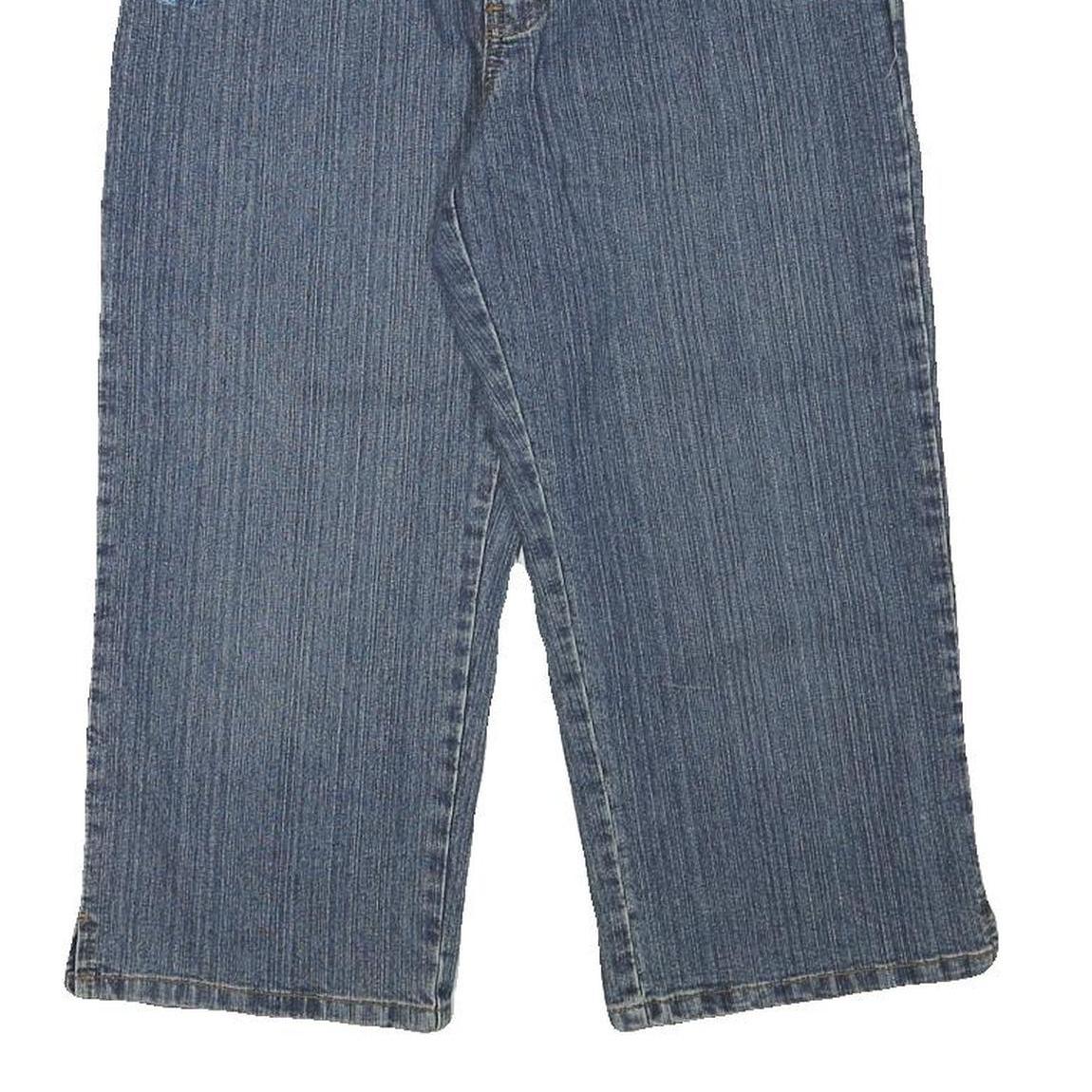 COSMO Womens Blue Denim Cropped Shorts M W30 Embroidered Detail