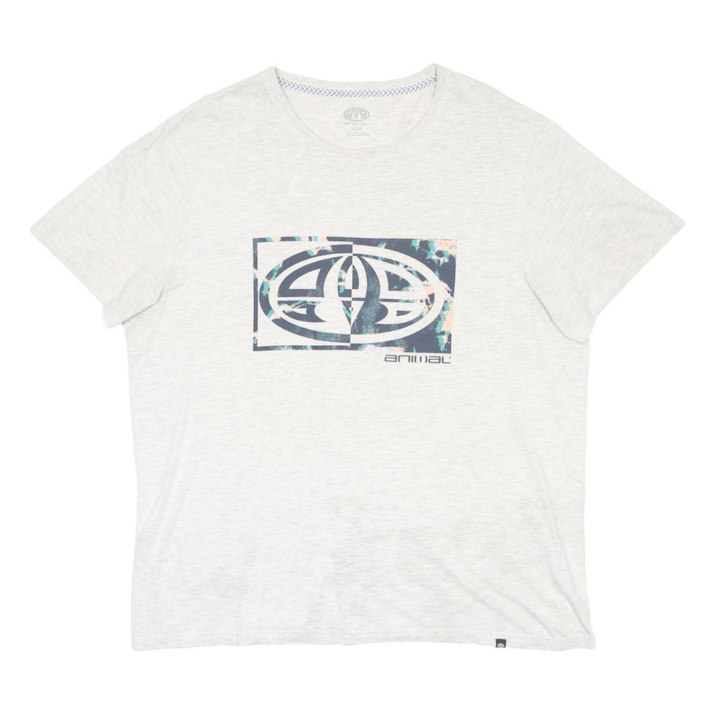 ANIMAL Mens White Graphic T-Shirt XL Cotton Blend Short Sleeve Crew Neck Casual