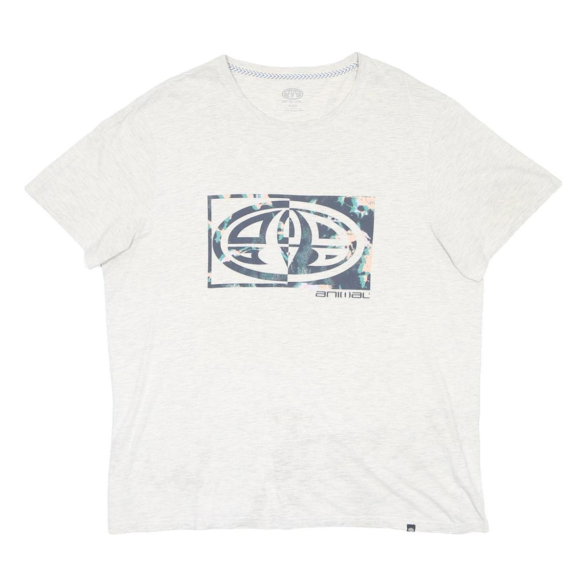 ANIMAL Mens White Graphic T-Shirt XL Cotton Blend Short Sleeve Crew Neck Casual