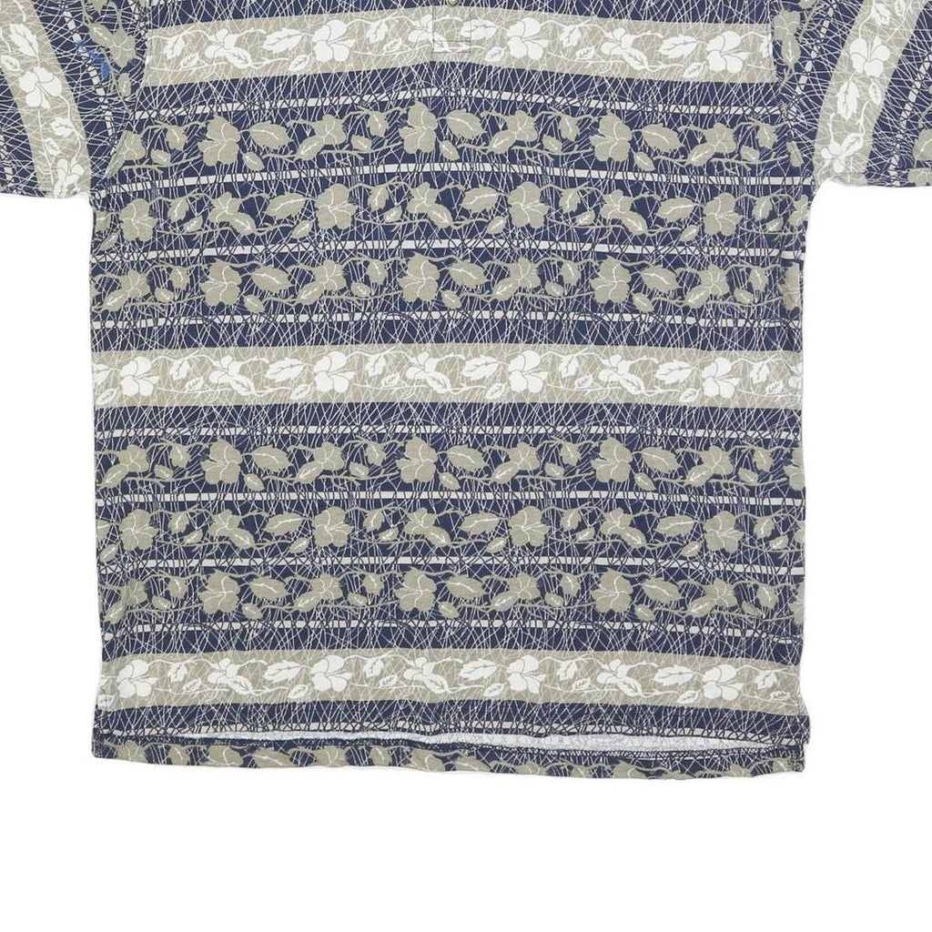 REGATTA Mens Blue & Beige Floral Short Sleeve Polo Shirt L Cotton Blend Casual