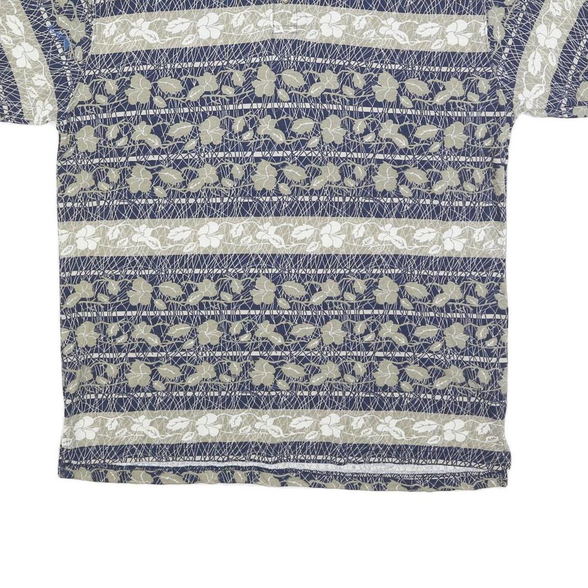 REGATTA Mens Blue & Beige Floral Short Sleeve Polo Shirt L Cotton Blend Casual