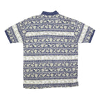 REGATTA Mens Blue & Beige Floral Short Sleeve Polo Shirt L Cotton Blend Casual