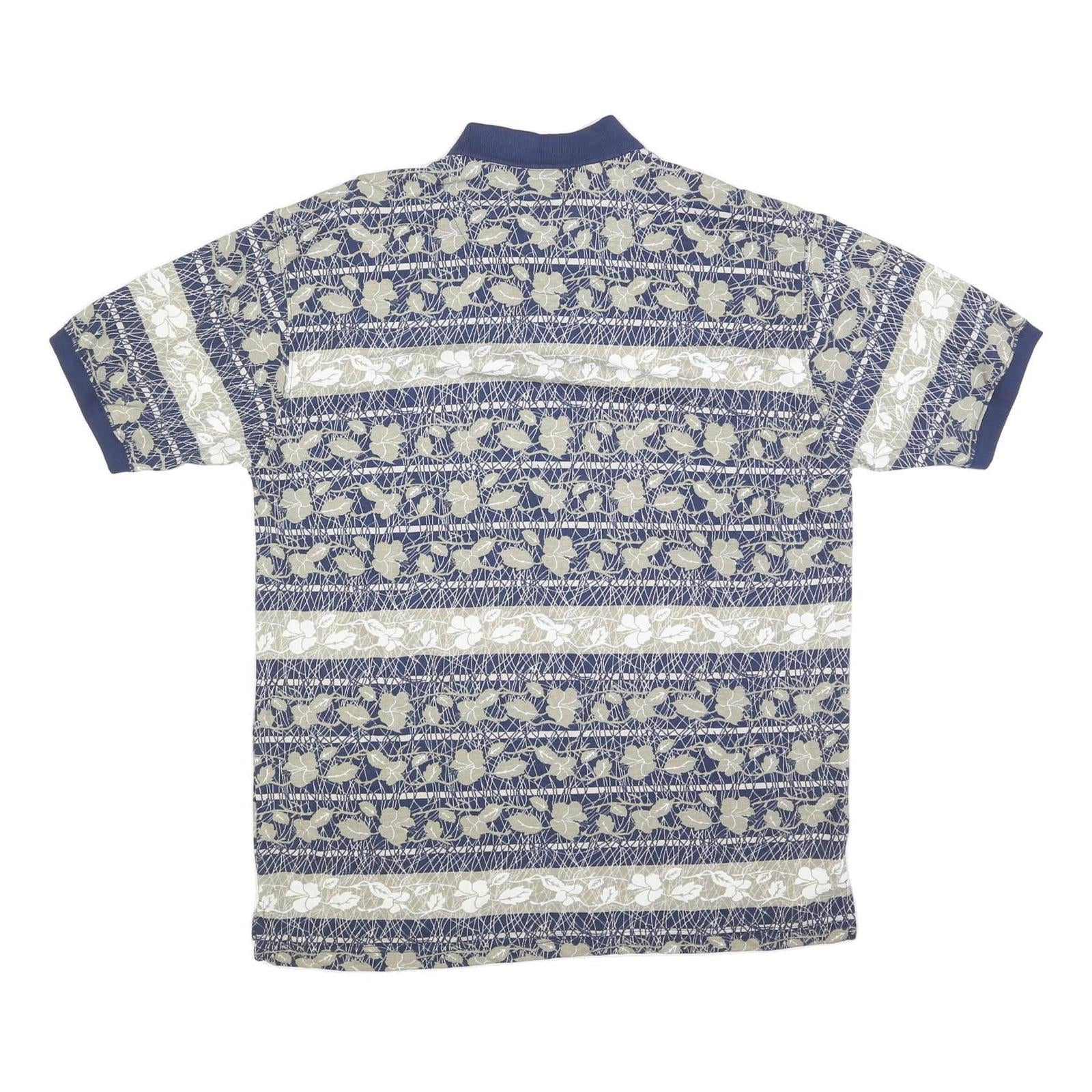 REGATTA Mens Blue & Beige Floral Short Sleeve Polo Shirt L Cotton Blend Casual