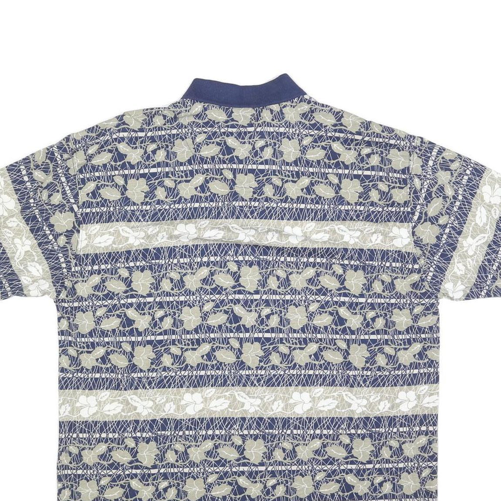 REGATTA Mens Blue & Beige Floral Short Sleeve Polo Shirt L Cotton Blend Casual