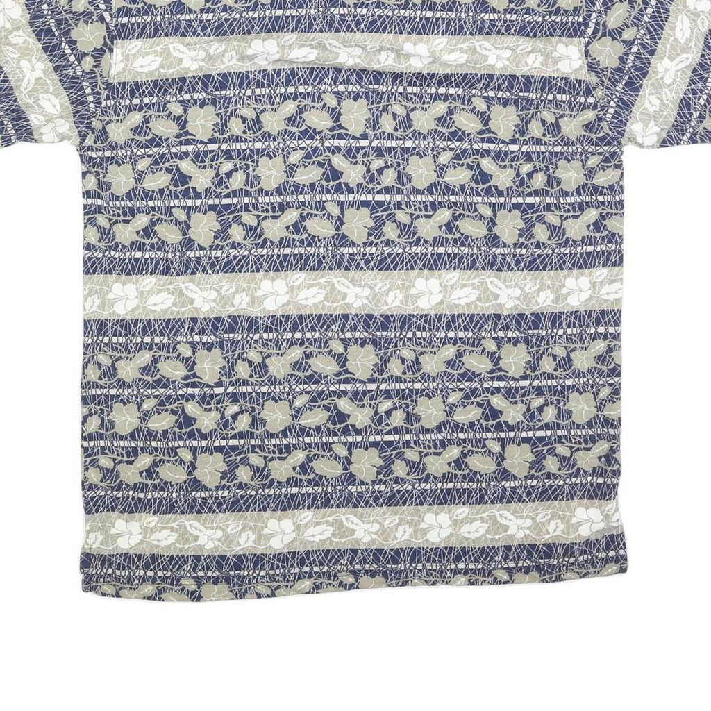 REGATTA Mens Blue & Beige Floral Short Sleeve Polo Shirt L Cotton Blend Casual