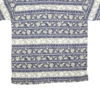 REGATTA Mens Blue & Beige Floral Short Sleeve Polo Shirt L Cotton Blend Casual