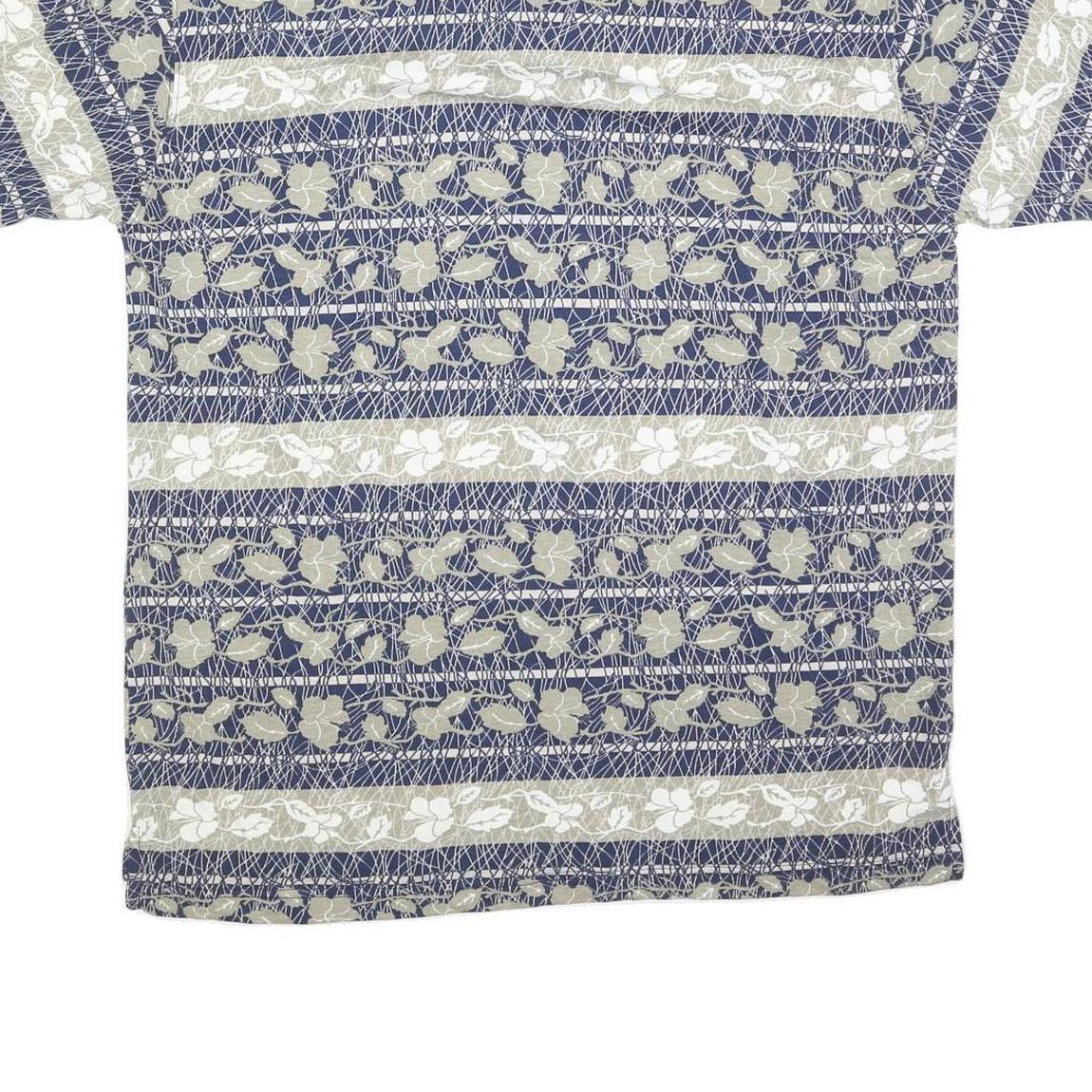 REGATTA Mens Blue & Beige Floral Short Sleeve Polo Shirt L Cotton Blend Casual