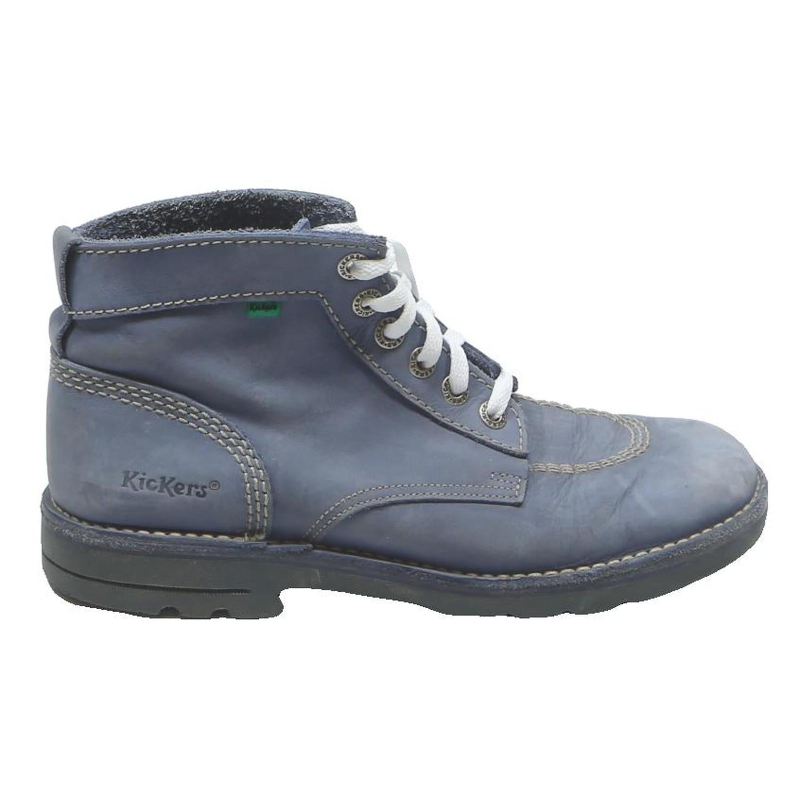 KICKERS Mens Lace-Up Boots Leather Blue UK 9 Casual Durable Stylish