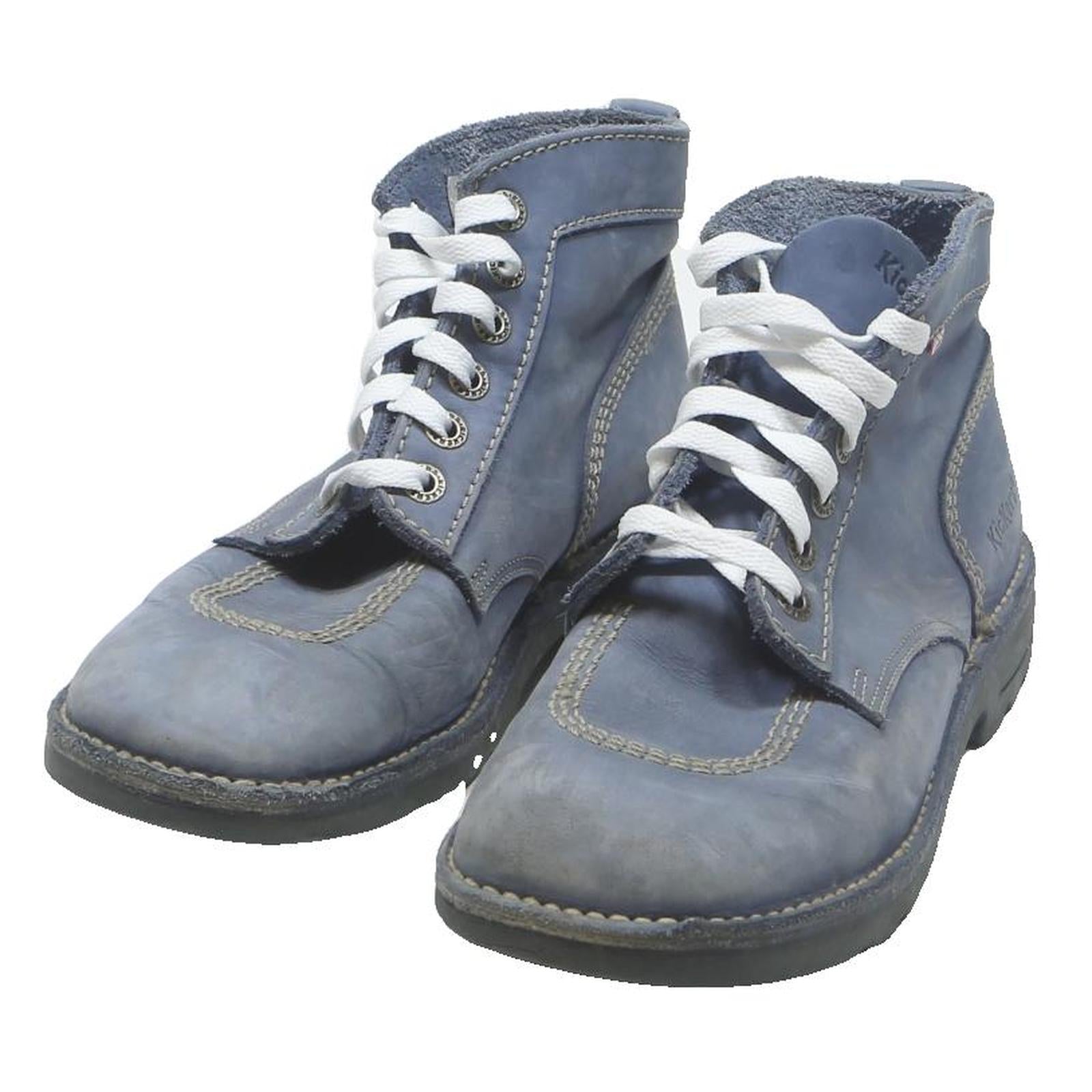 KICKERS Mens Lace-Up Boots Leather Blue UK 9 Casual Durable Stylish