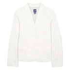 GAP Womens White Casual Jacket UK 10 Cotton Plain Button Closure Classic Fit