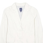 GAP Womens White Casual Jacket UK 10 Cotton Plain Button Closure Classic Fit