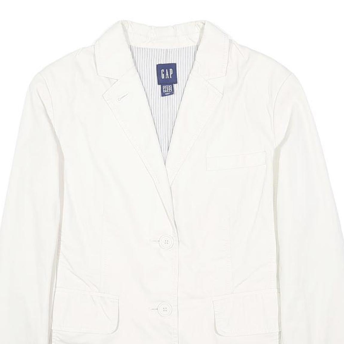 GAP Womens White Casual Jacket UK 10 Cotton Plain Button Closure Classic Fit