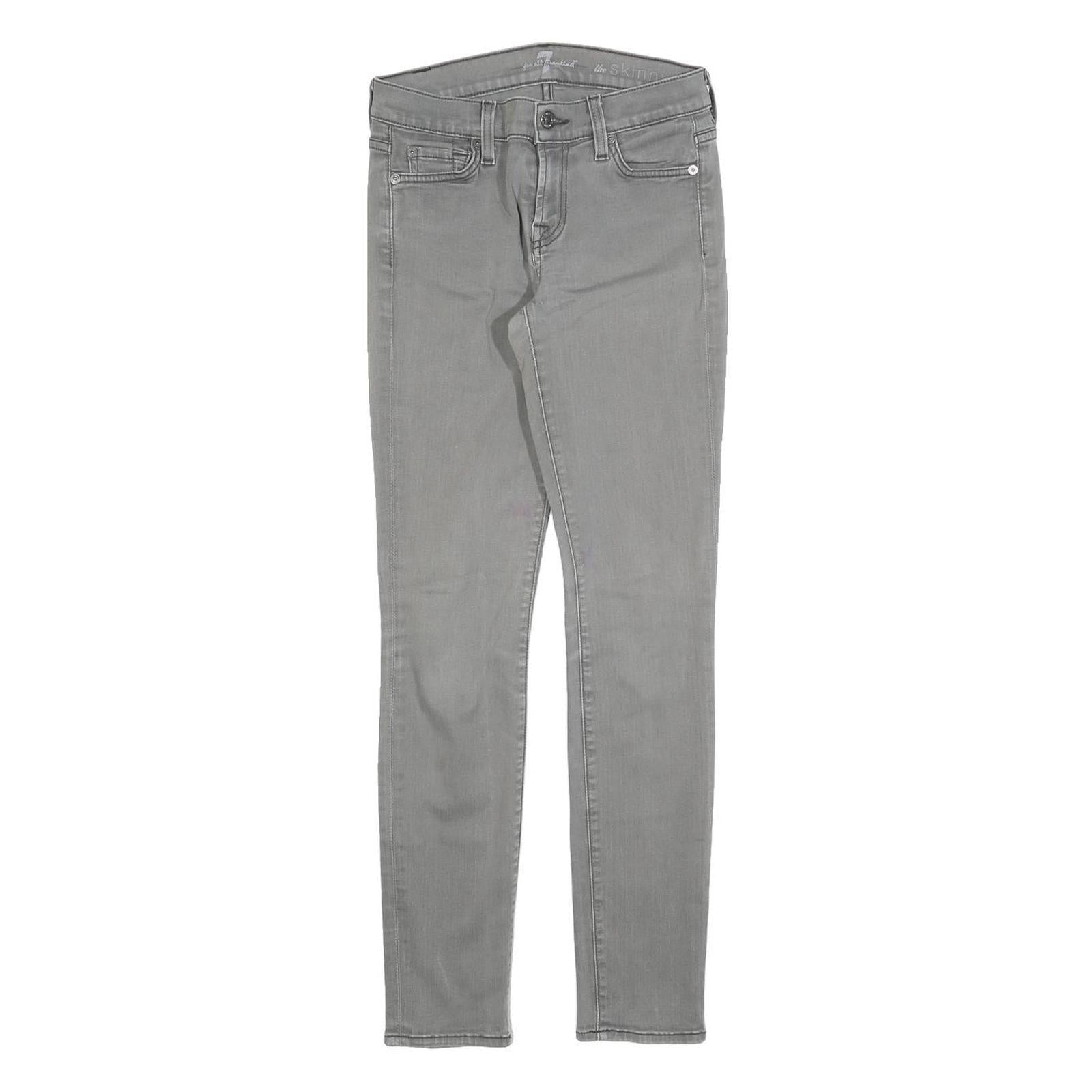 7 FOR ALL MANKIND Womens Jeans Grey Slim Skinny Denim Medium W25 L28 Stylish Zip
