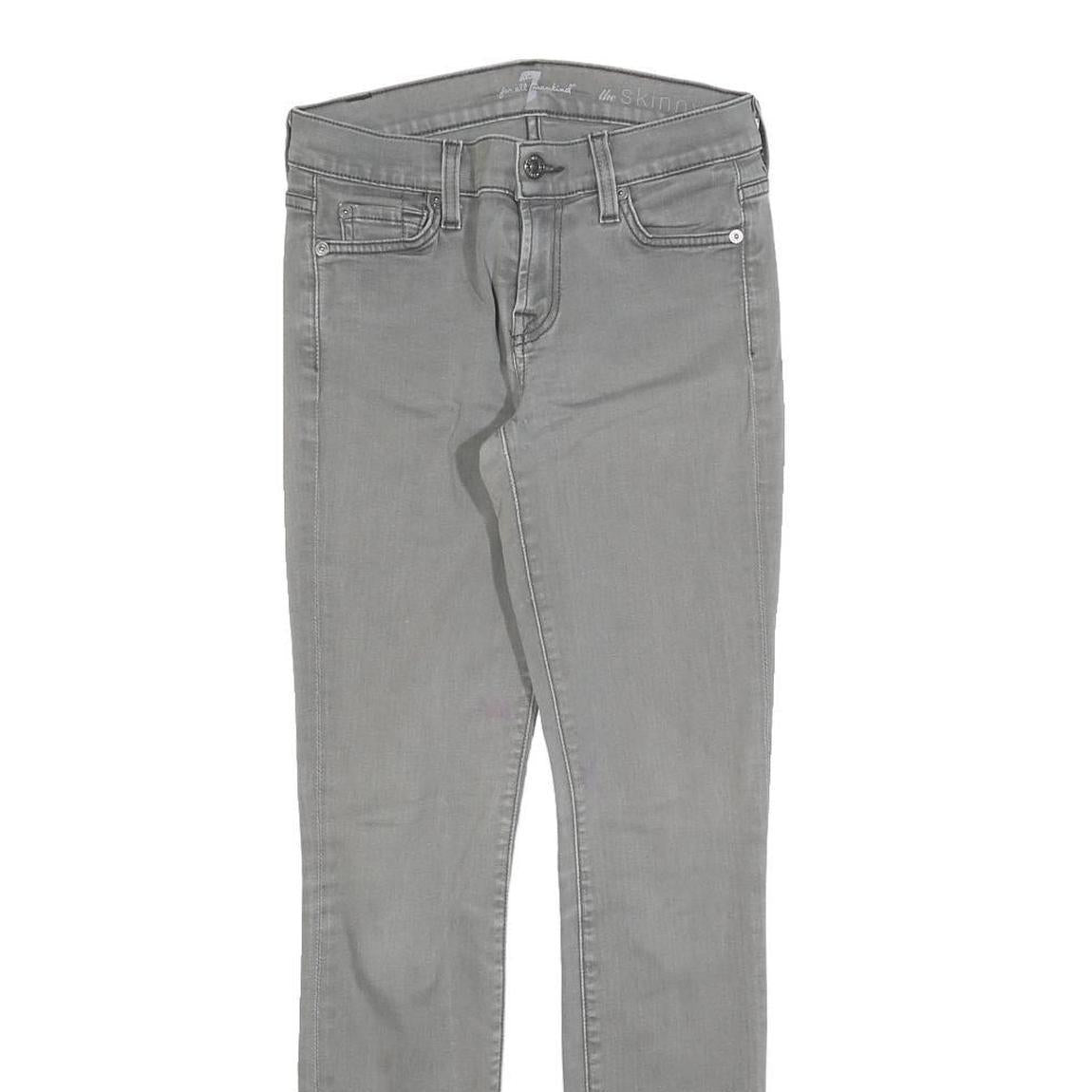 7 FOR ALL MANKIND Womens Jeans Grey Slim Skinny Denim Medium W25 L28 Stylish Zip