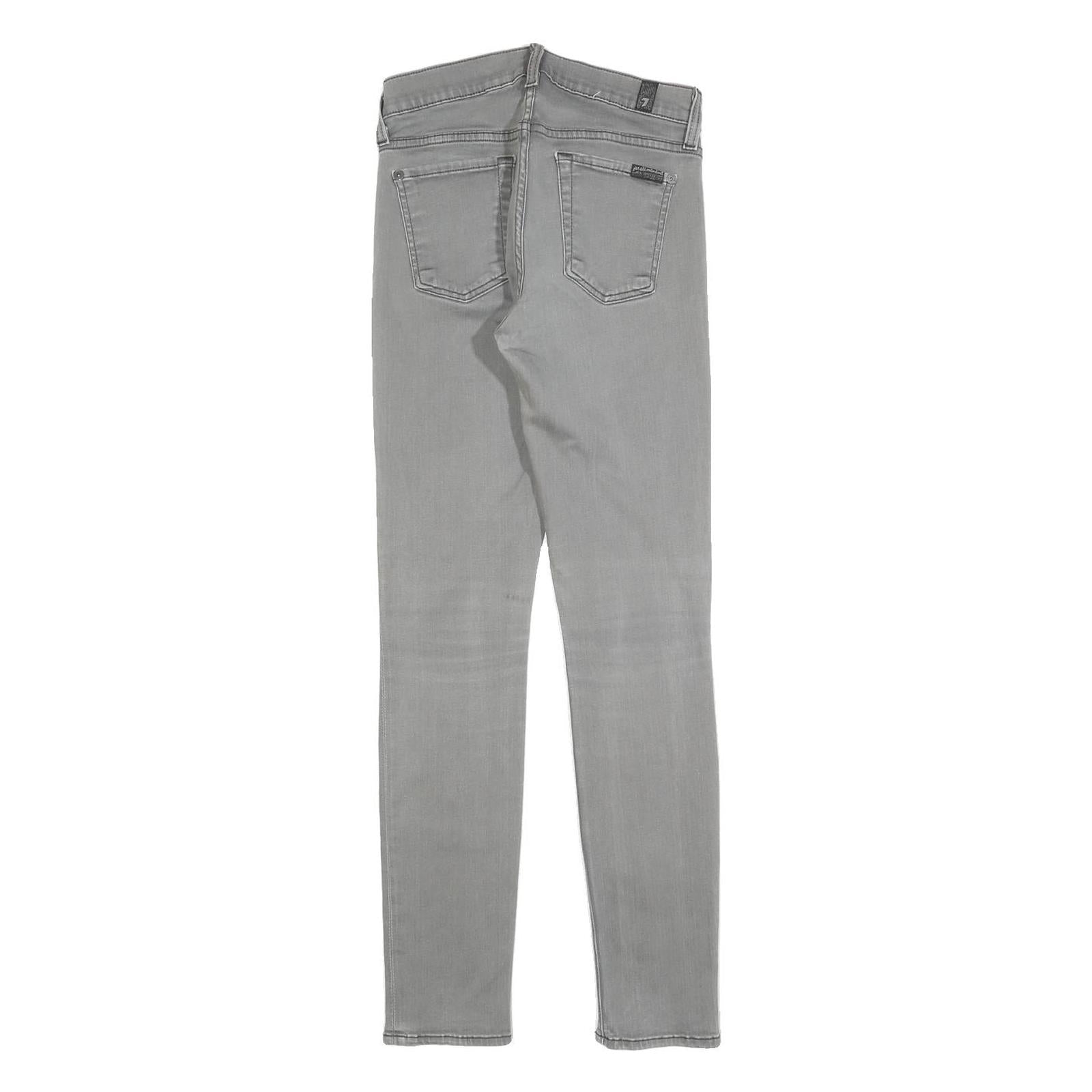 7 FOR ALL MANKIND Womens Jeans Grey Slim Skinny Denim Medium W25 L28 Stylish Zip