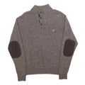 CHAPS Mens Brown Patterned Pullover Button Neck Cable Knit M Cotton Jumper