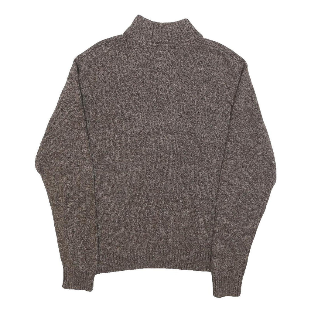 CHAPS Mens Brown Patterned Pullover Button Neck Cable Knit M Cotton Jumper